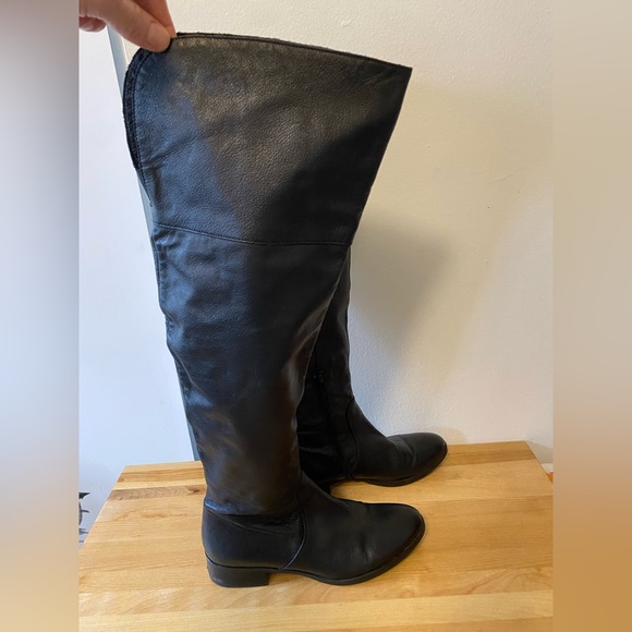 Black Over-the-Knee Women's Leather Boots - Picture 4 of 11